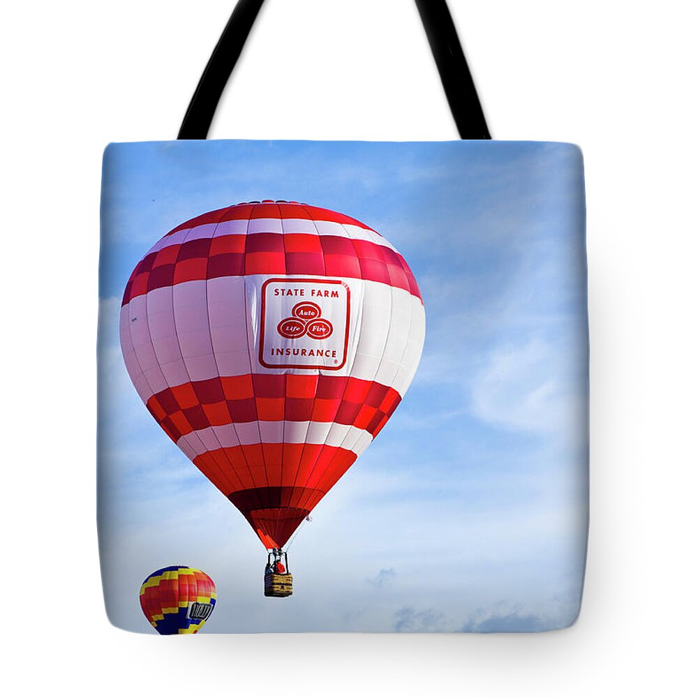 Hot Air Balloon Tote Bag featuring the digital art Like a Good Neighbor by Gary Baird