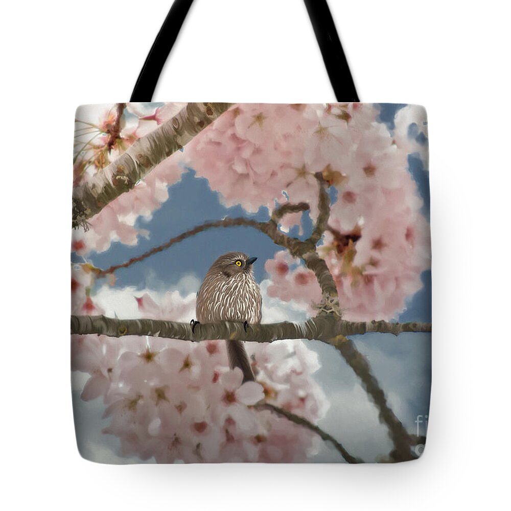 Lil Bushtit Tote Bag featuring the painting Lil Bushtit by Beve Brown-Clark Photography