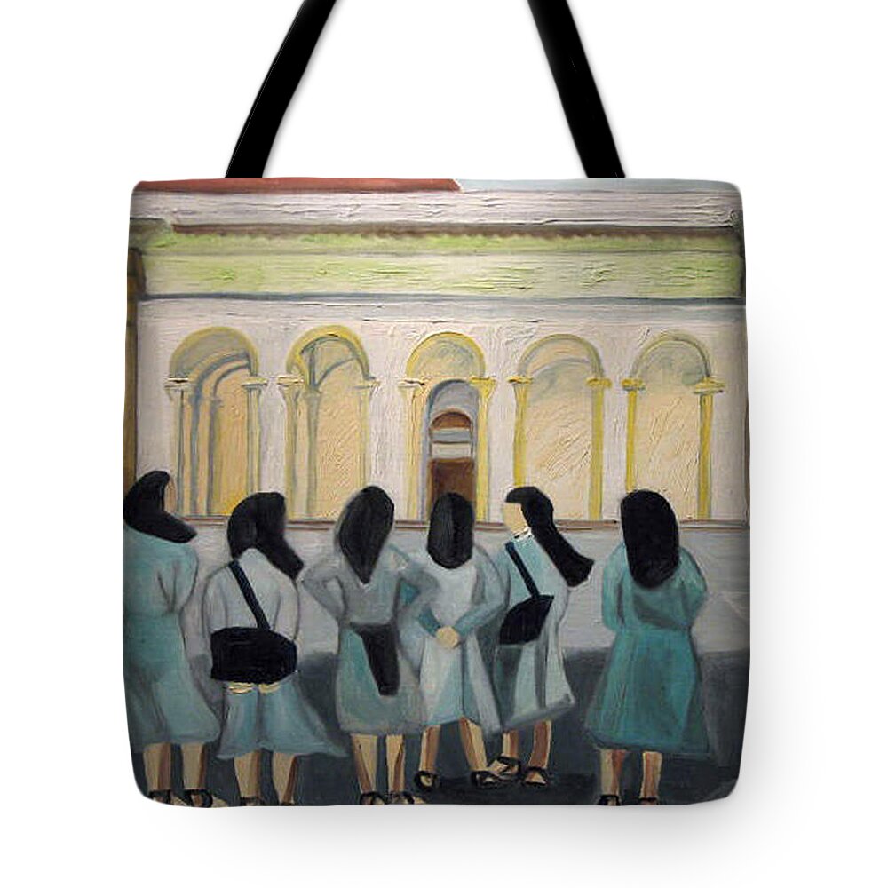 Europe Tote Bag featuring the painting LiL Nuns of Florence 2004 by Patricia Arroyo