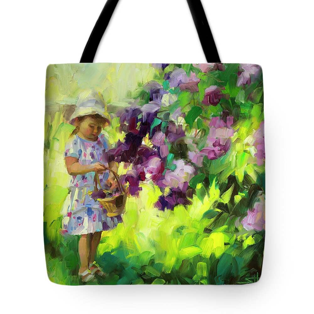 Spring Tote Bag featuring the painting Lilac Festival by Steve Henderson