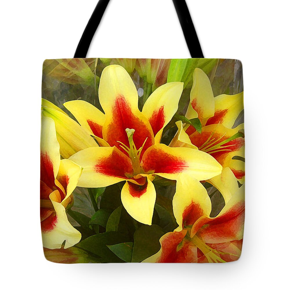 Spring Tote Bag featuring the painting Lilies by Amy Vangsgard