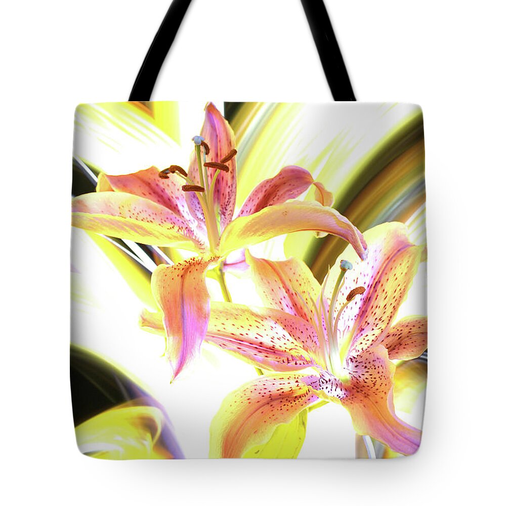 Lightpaint Tote Bag featuring the photograph Lily Burst by Andrew Nourse