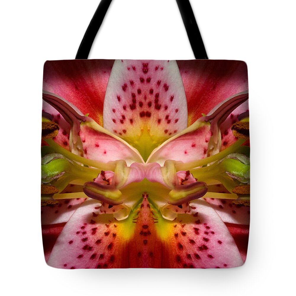 Lily Tote Bag featuring the photograph Lily Embrace by WB Johnston