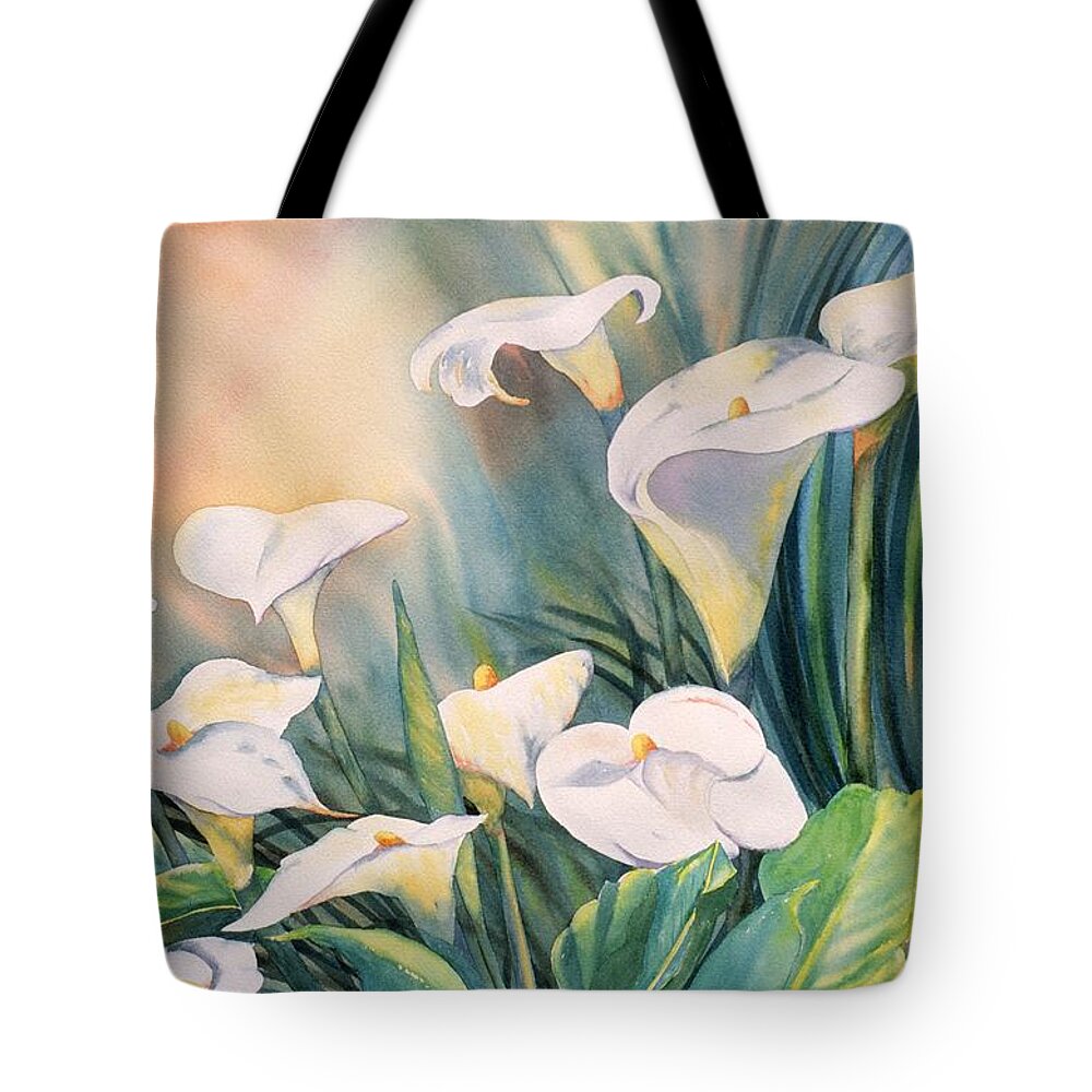 Lily Tote Bag featuring the painting Lily Light by Tara Moorman
