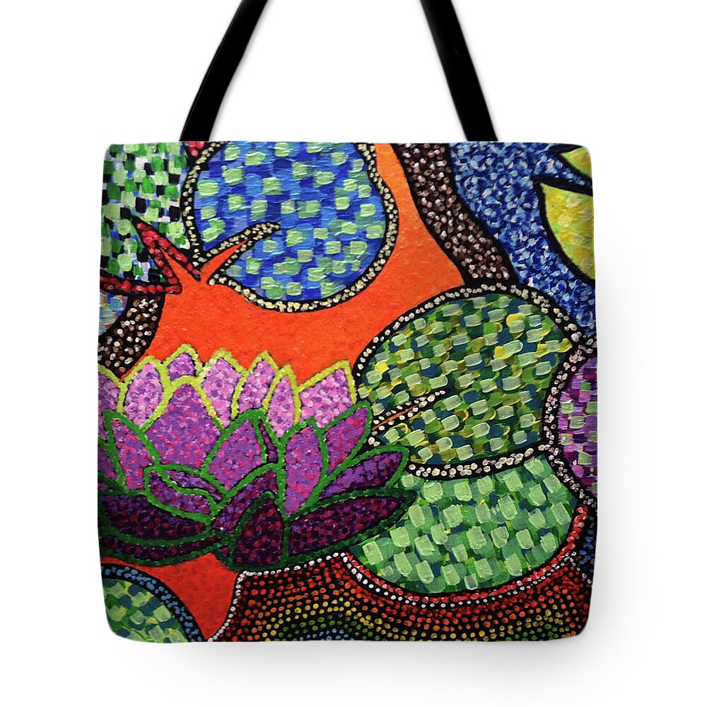 Lily Pad Tote Bag featuring the painting Lily Pad Pizzaz by Nicole Dumond-Barry