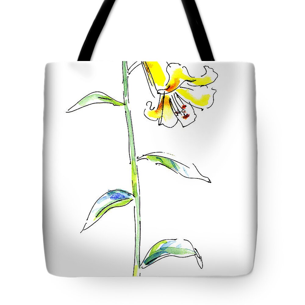 Lily Tote Bag featuring the painting Lily Watercolor Painting 2 by Gordon Punt