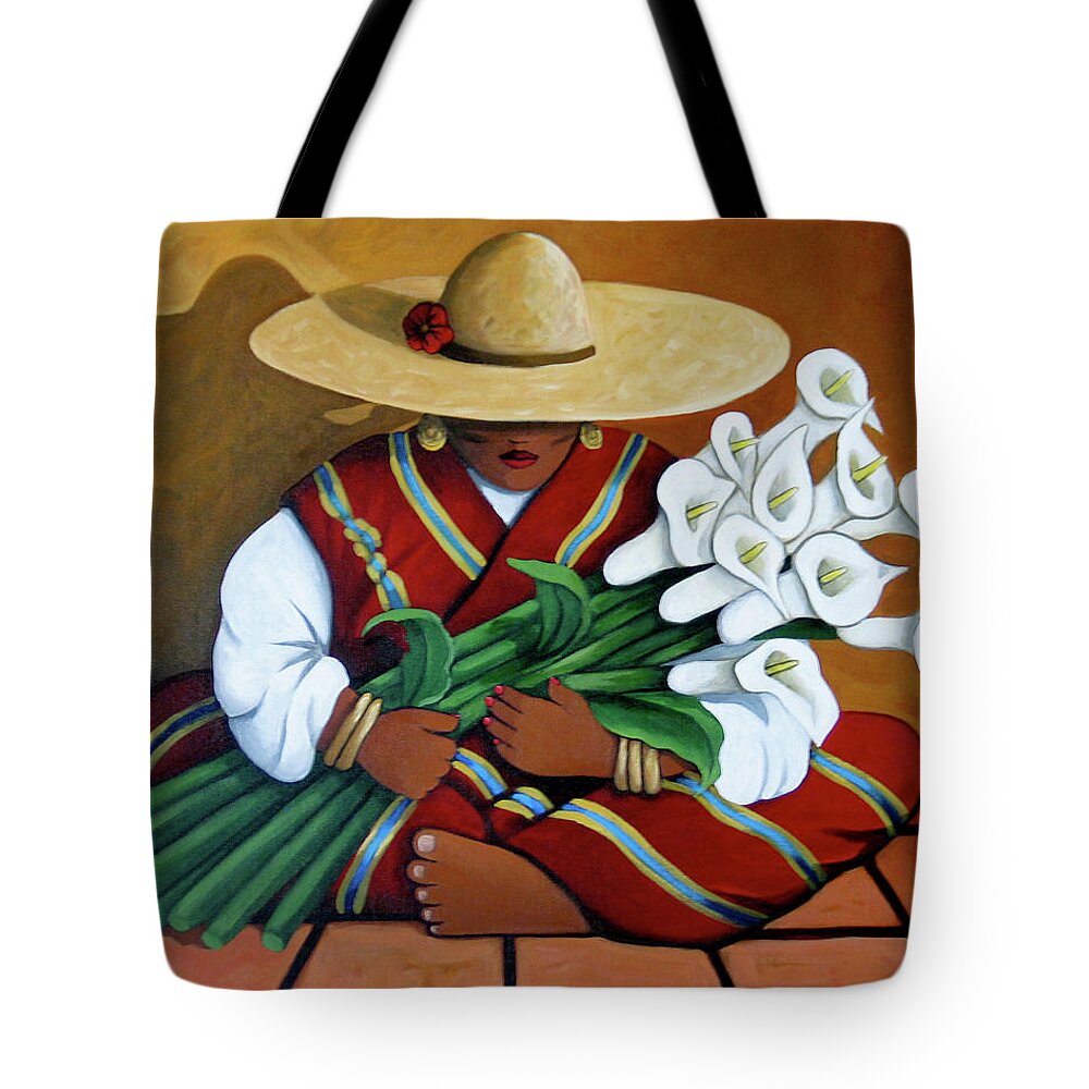 Contemporary Native American Art Tote Bag featuring the painting Lily Woman by Lance Headlee