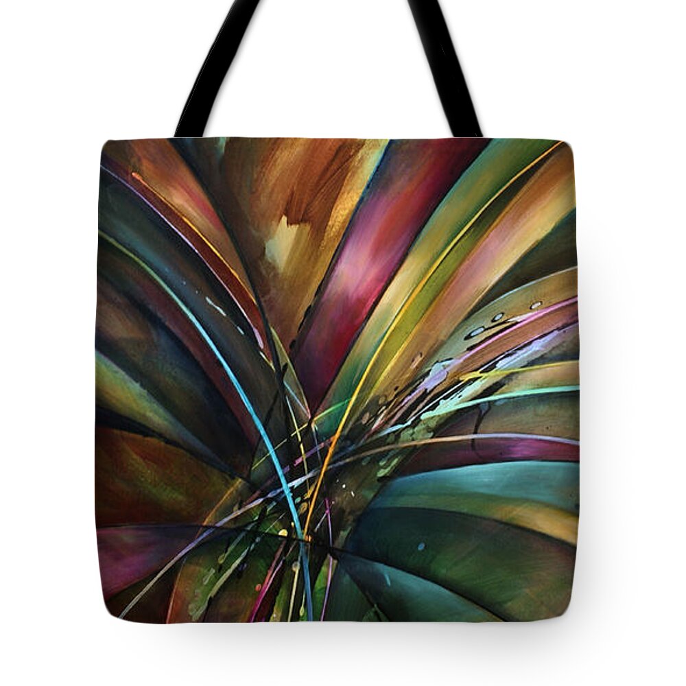 Abstract Art Tote Bag featuring the painting 'Lily's Song' by Michael Lang