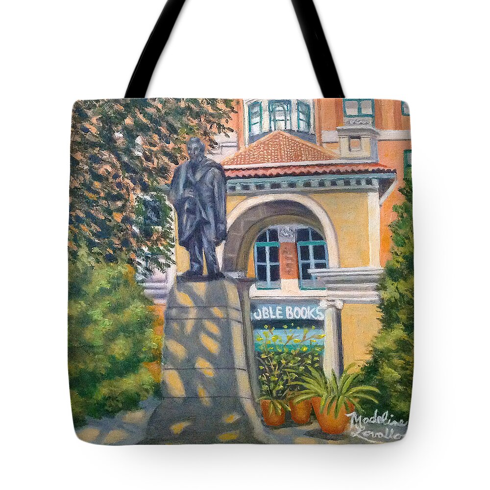 Statue Of Abraham Lincoln Tote Bag featuring the painting Lincoln At Union Square, N.Y. by Madeline Lovallo
