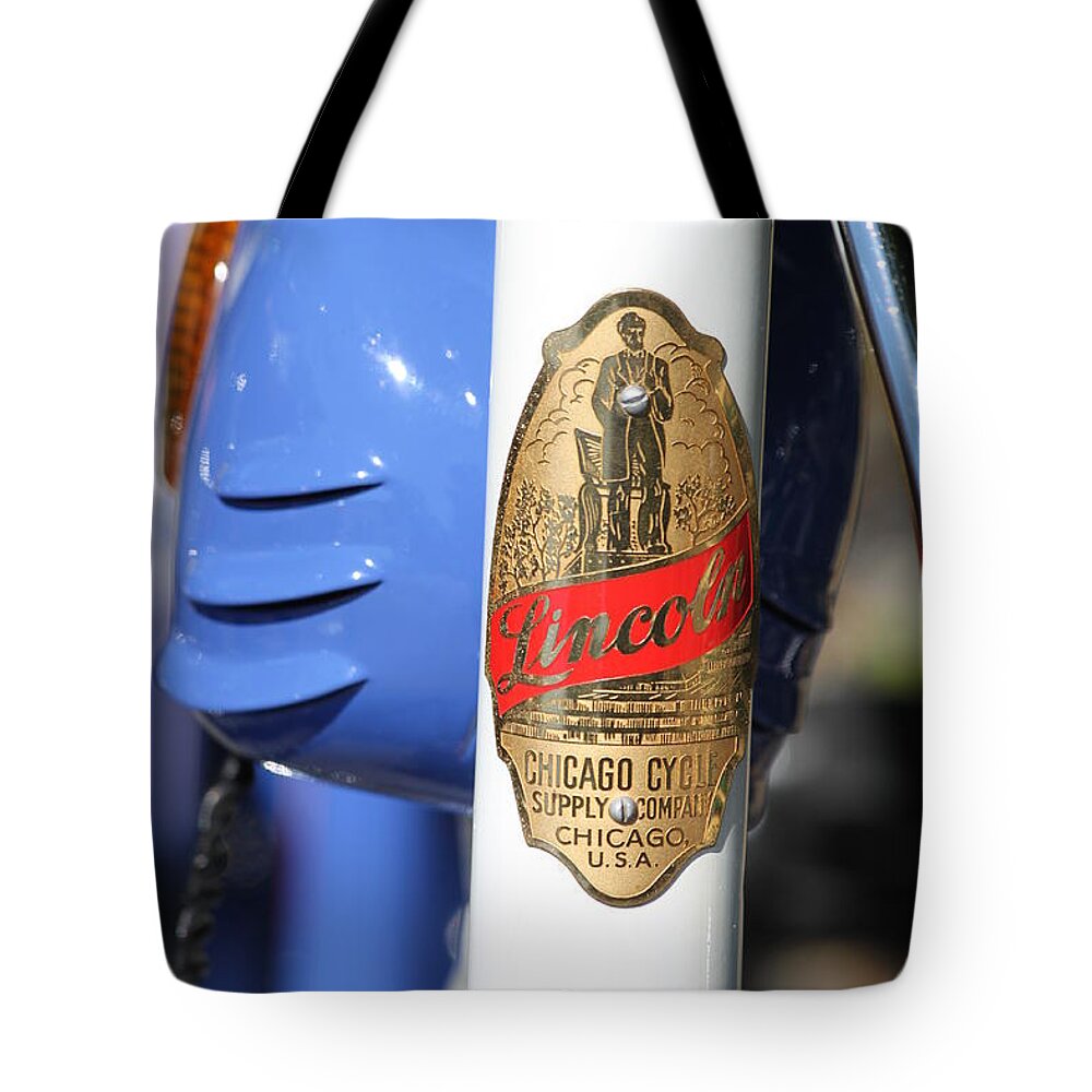 Bike Tote Bag featuring the photograph Lincoln Chicago Cycle Supply Company by Lauri Novak