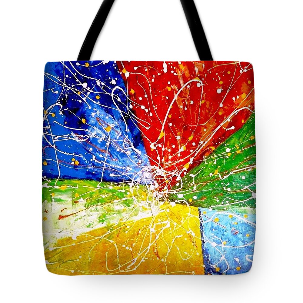 Abstract Tote Bag featuring the painting Linkz by Piety Dsilva