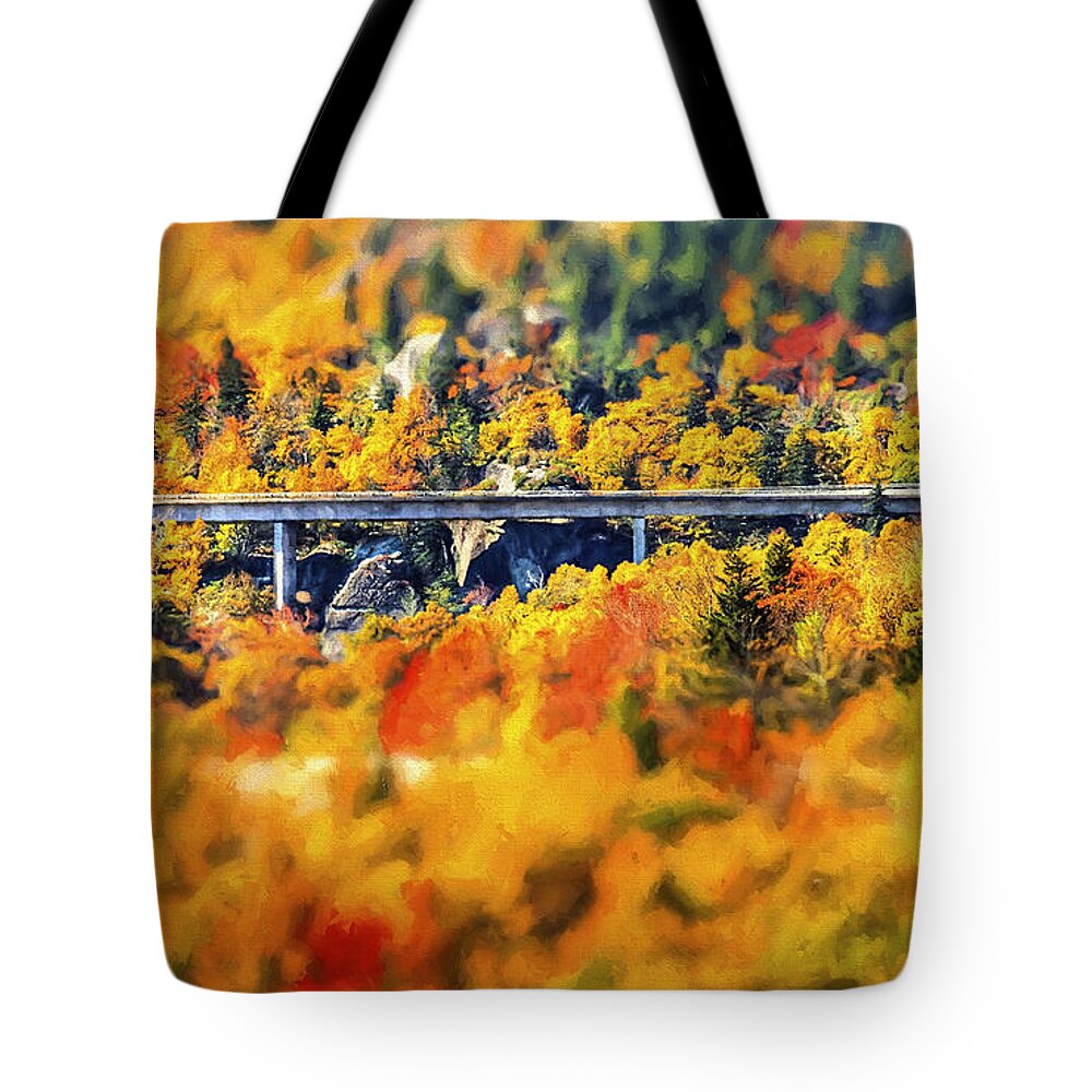 Tiltshift Tote Bag featuring the photograph Linn Cove Viaduct by Darren Fisher
