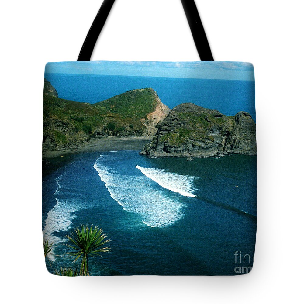 Piha Tote Bag featuring the photograph Lion Beach Piha New Zealand by Mark Dodd