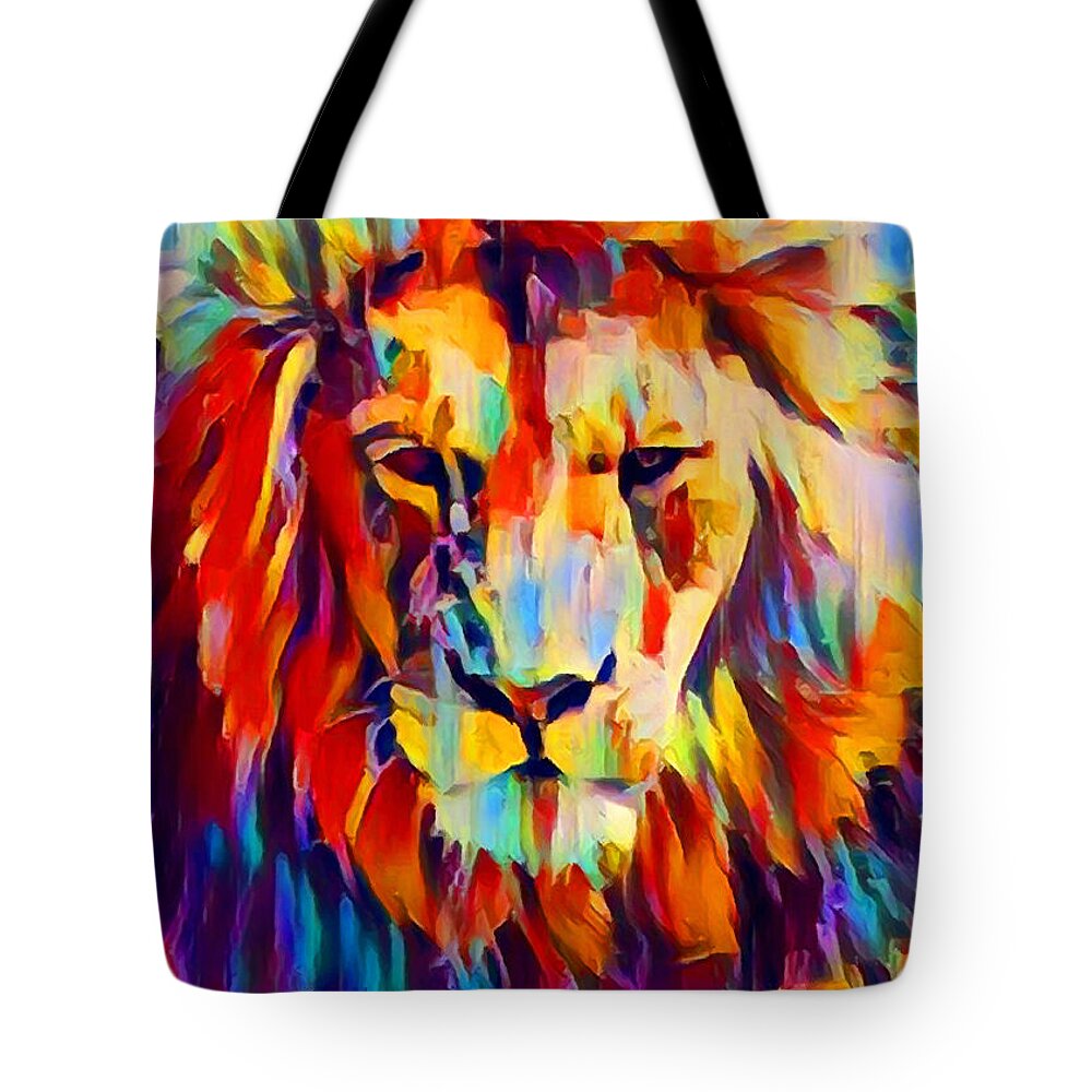 Lion Tote Bag featuring the painting Lion by Chris Butler