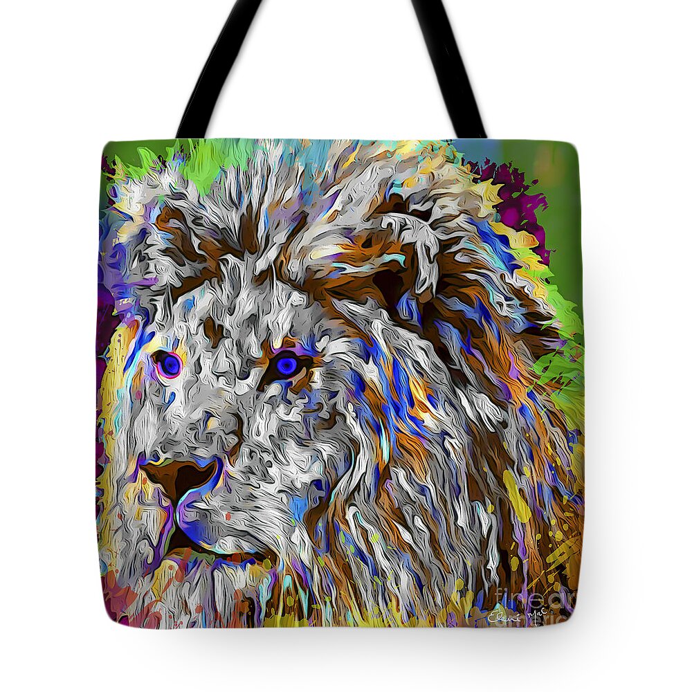 Abstract Tote Bag featuring the digital art Lion King by Eleni Synodinou