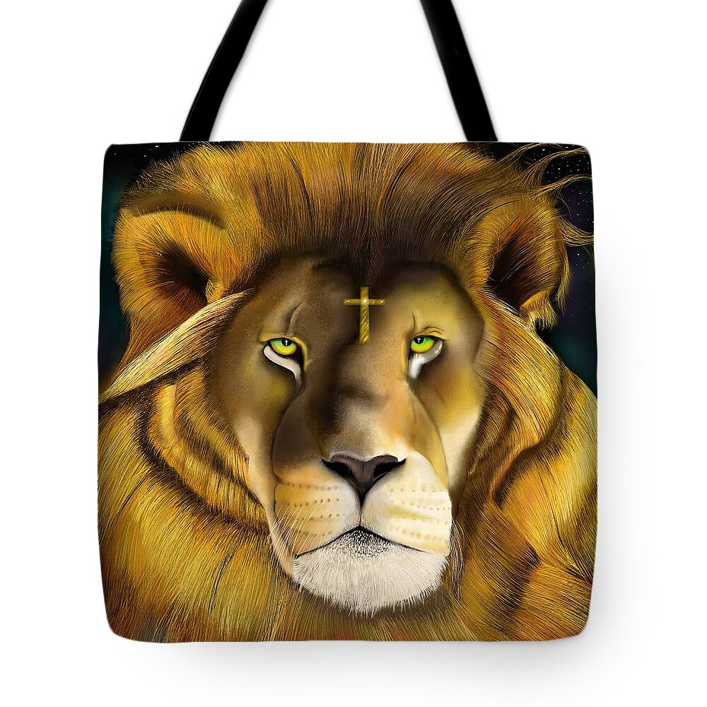 Lions Tote Bag featuring the drawing Lion of Judah by Douglas Day Jones