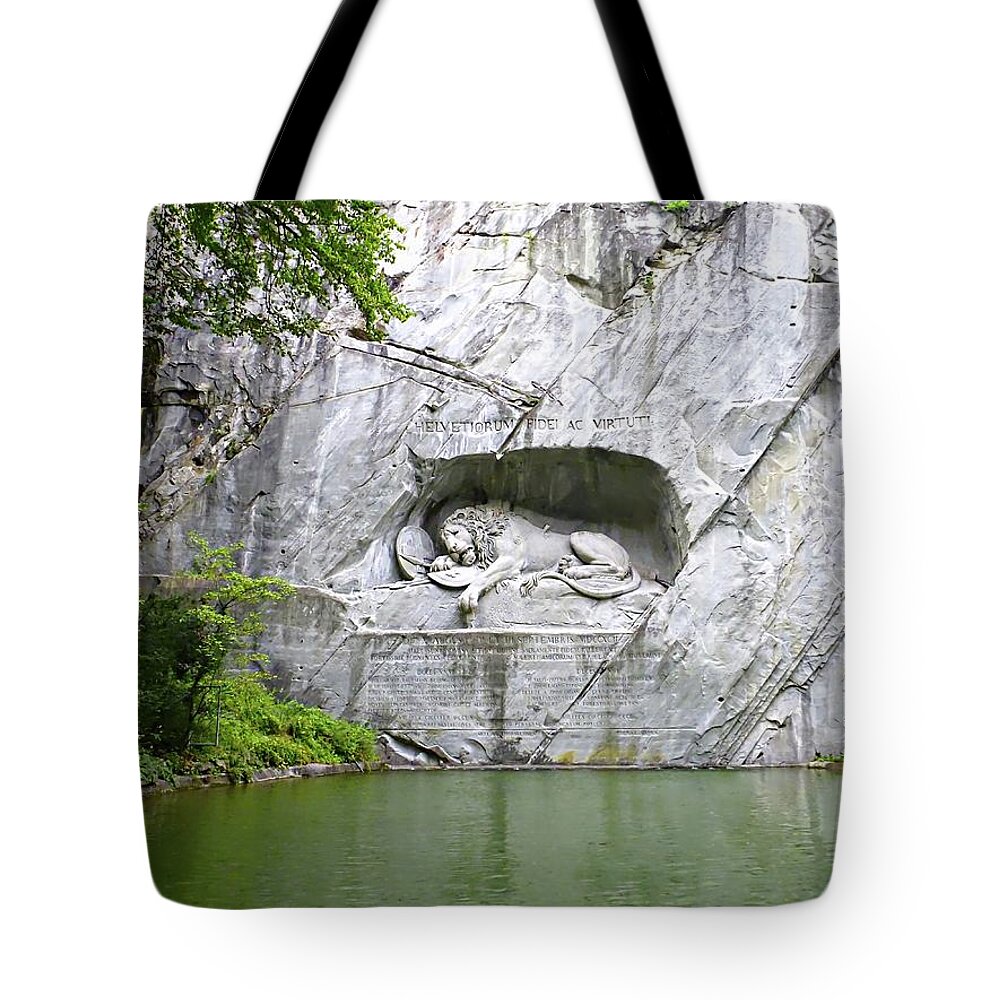 Europe Tote Bag featuring the photograph Lion of Lucerne by Joseph Hendrix