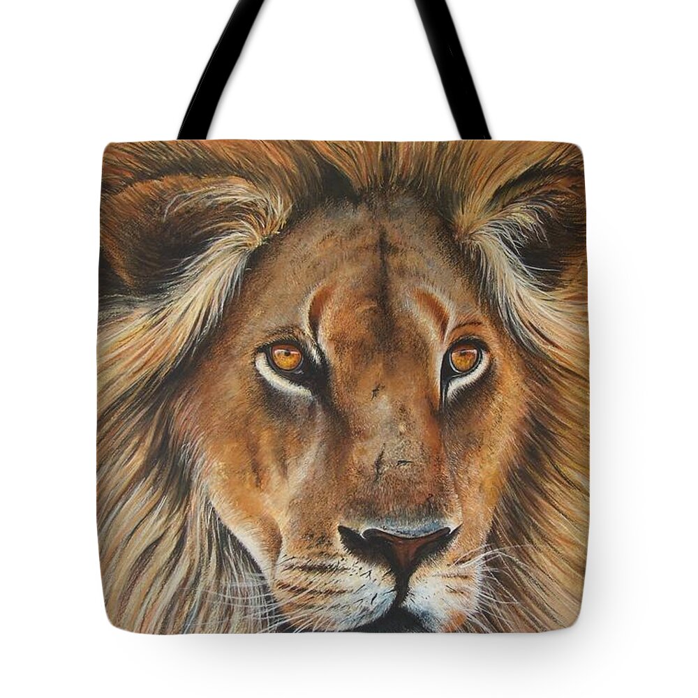 Lion Tote Bag featuring the painting Lion by Paul Dene Marlor