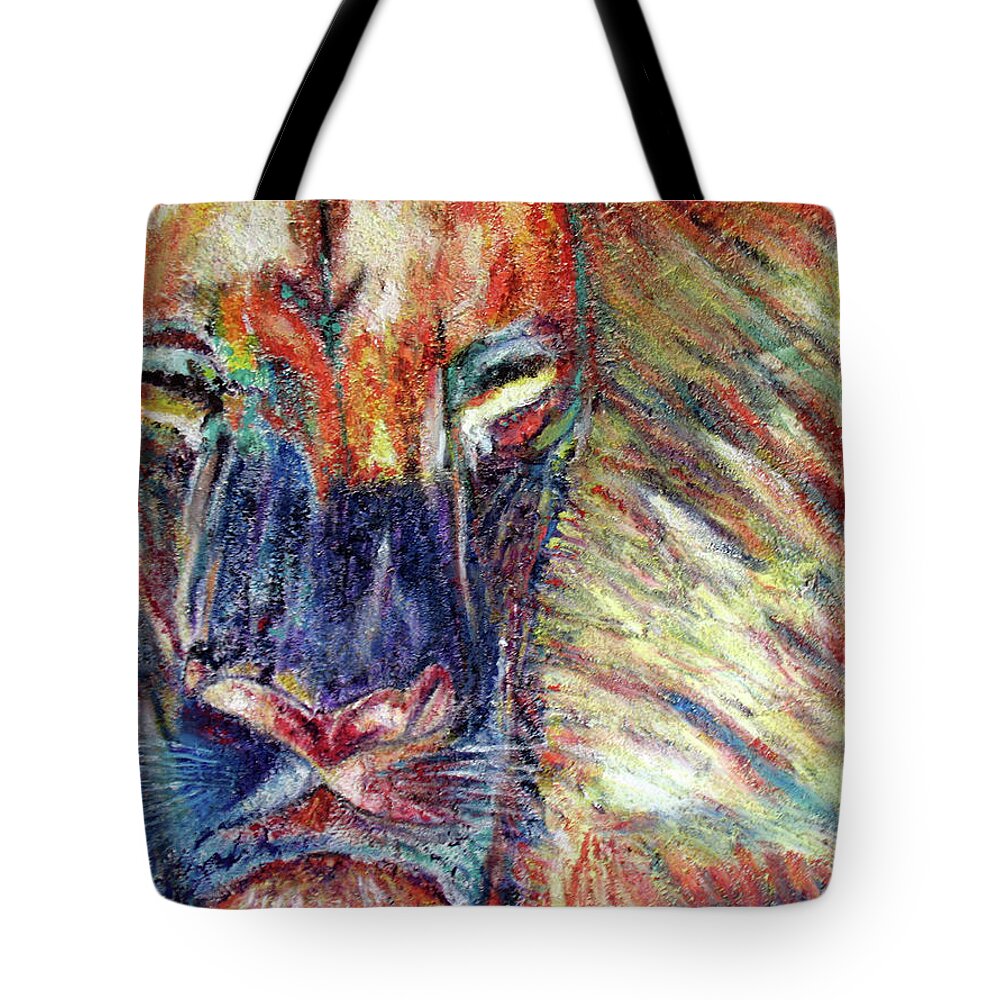 Endangered Species Tote Bag featuring the painting Lion by Toni Willey