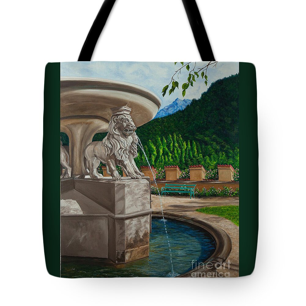 Germany Art Tote Bag featuring the painting Lions of Bavaria by Charlotte Blanchard