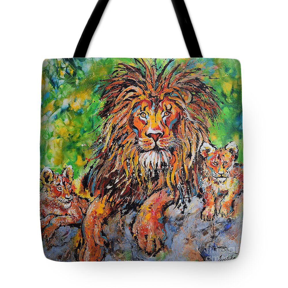  Tote Bag featuring the painting Lion's Pride by Jyotika Shroff