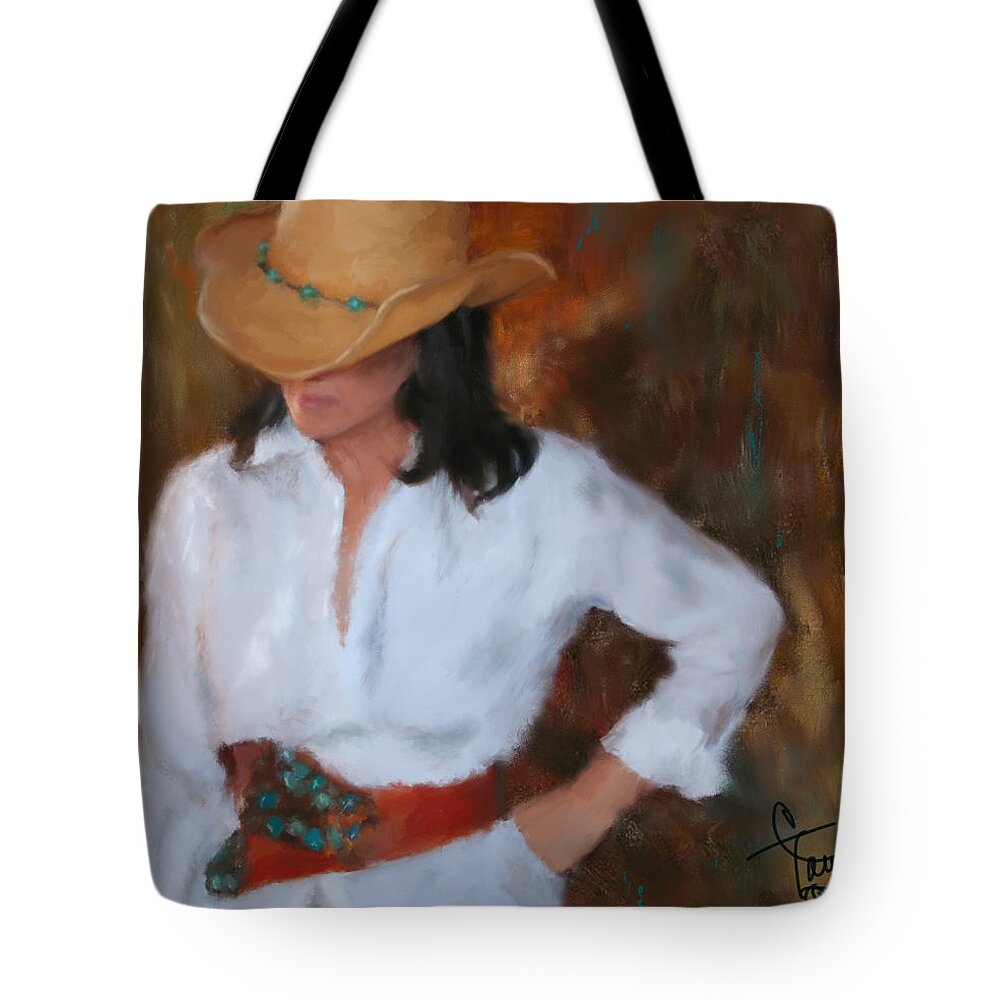 Cowgirl Tote Bag featuring the painting Liquid Turquoise by Colleen Taylor