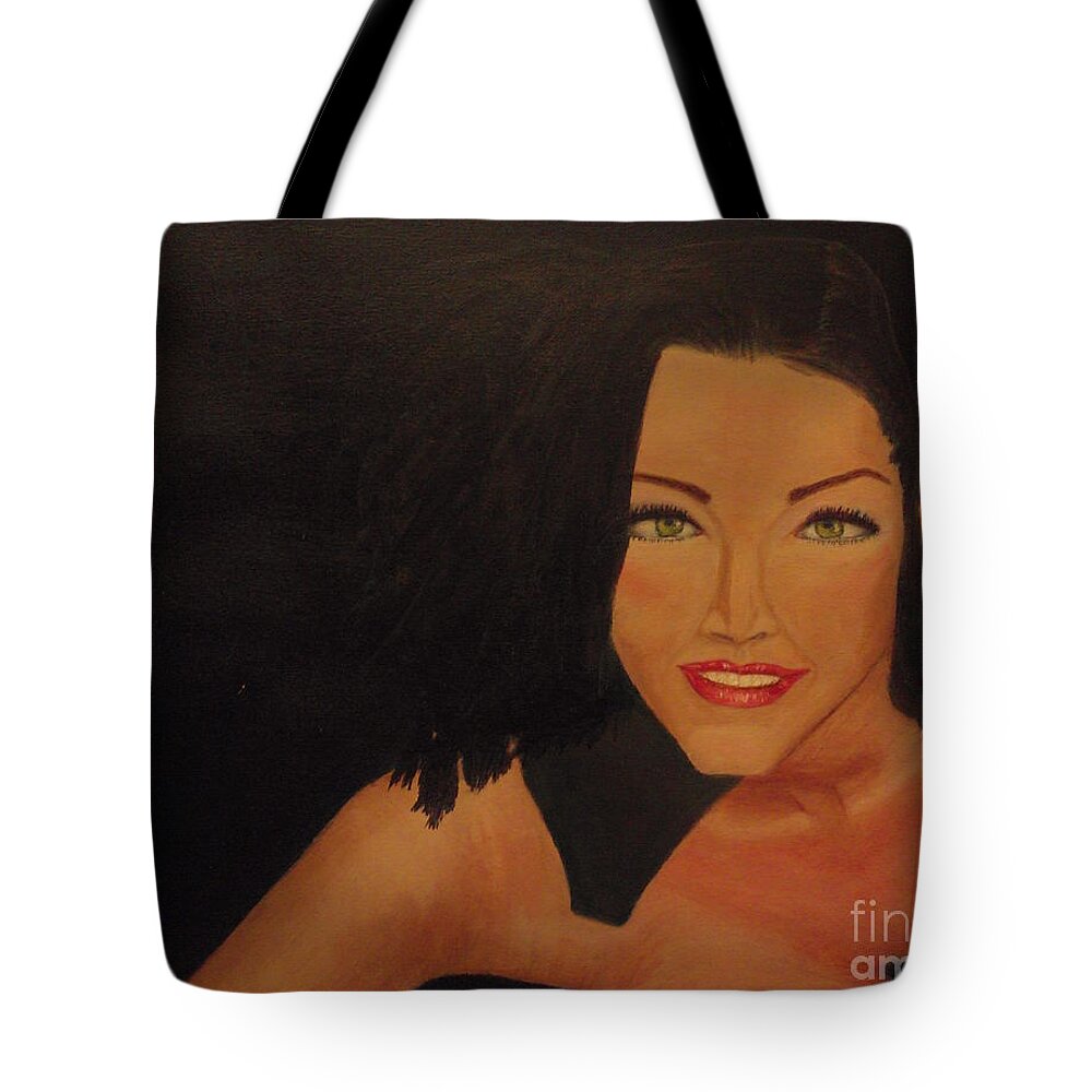 A-fine-art-oil-painting Tote Bag featuring the painting Lisa Marie by Catalina Walker