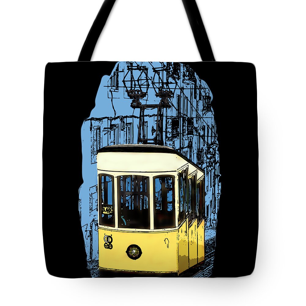 Lisbon Tote Bag featuring the digital art Lisbon by Piotr Dulski