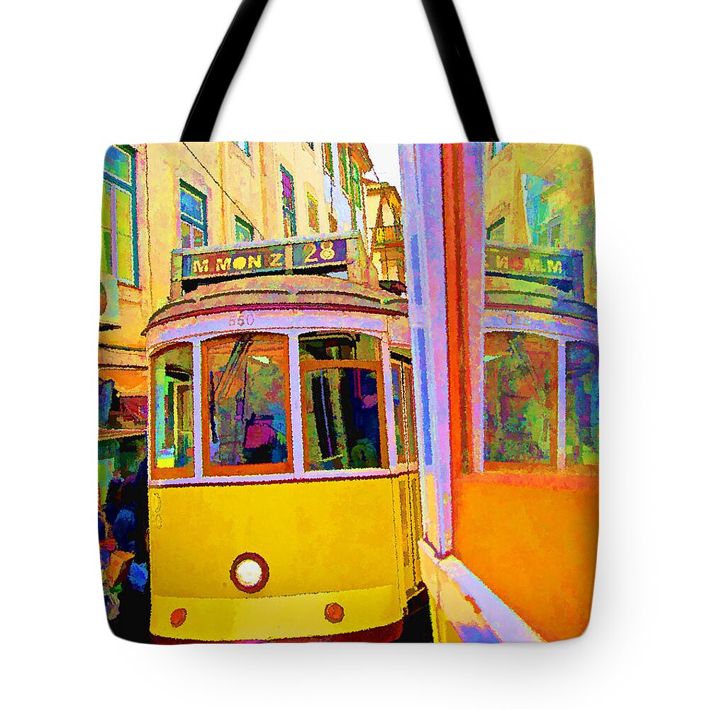 Europe Tote Bag featuring the photograph Lisbon Trams by Dennis Cox