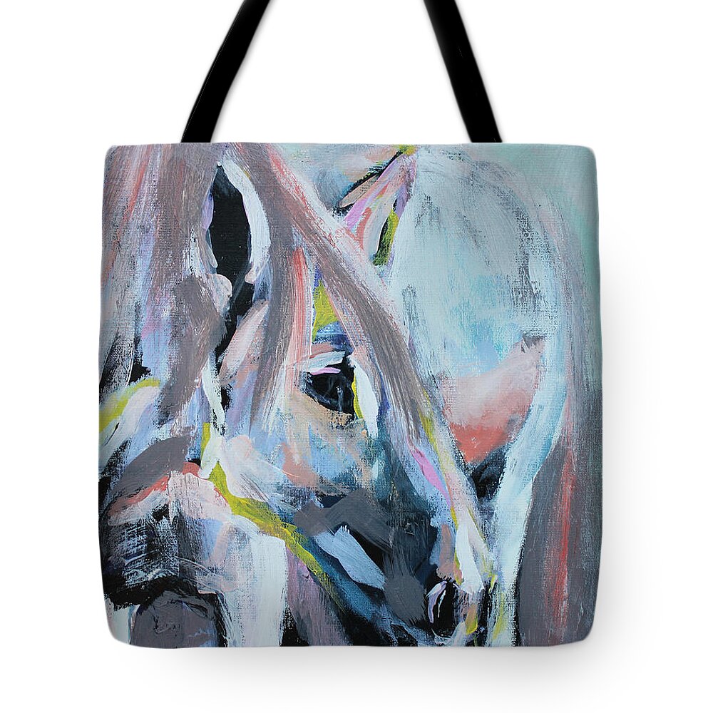 Horse Tote Bag featuring the painting Listen by Claudia Schoen