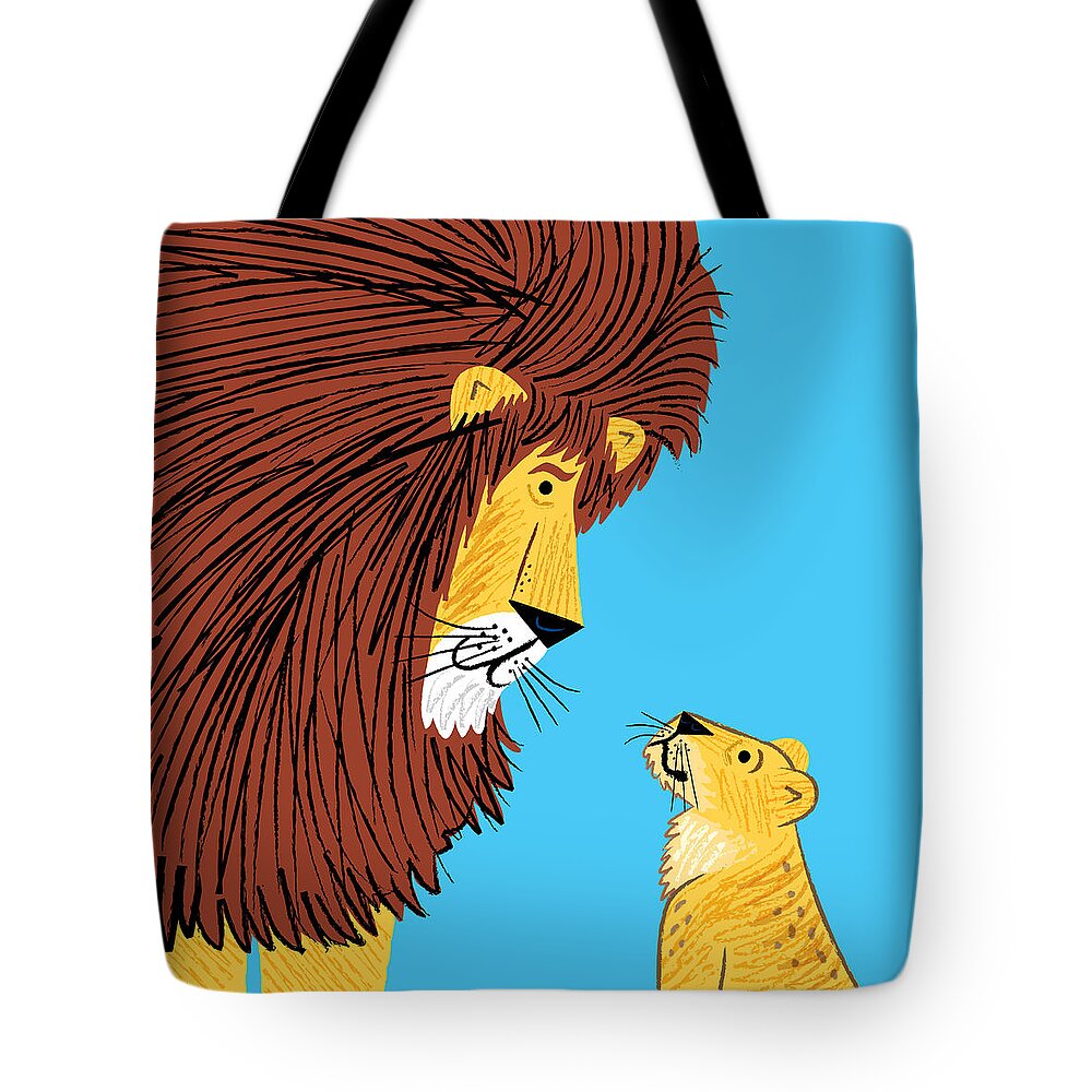 Lions Tote Bag featuring the digital art Listen To The Lion by Oliver Lake