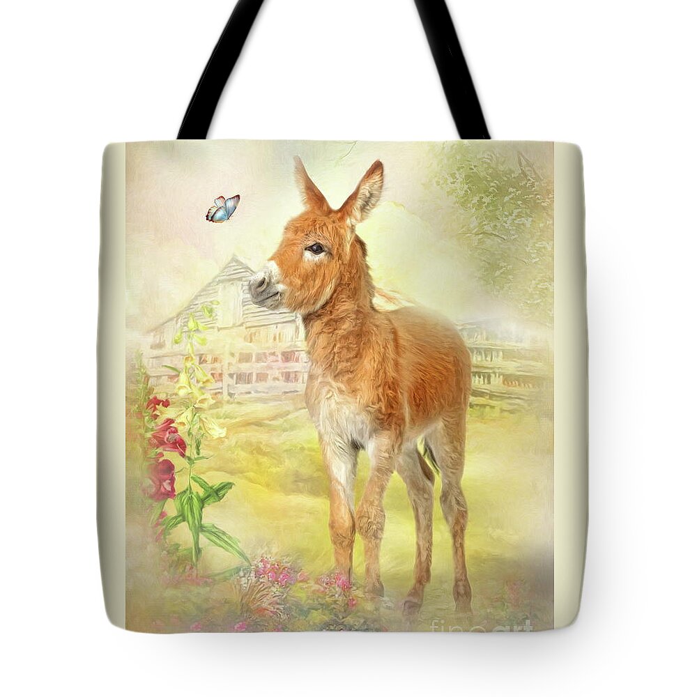 Donkey Tote Bag featuring the digital art Little Donkey by Trudi Simmonds