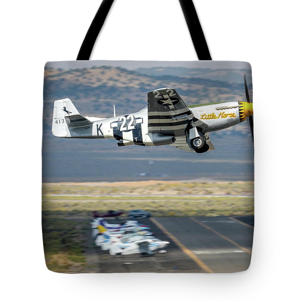 Little Pony Tote Bag featuring the photograph Little Horse Gear Coming Up Friday at Reno Air Races 16x9 Aspect by John King