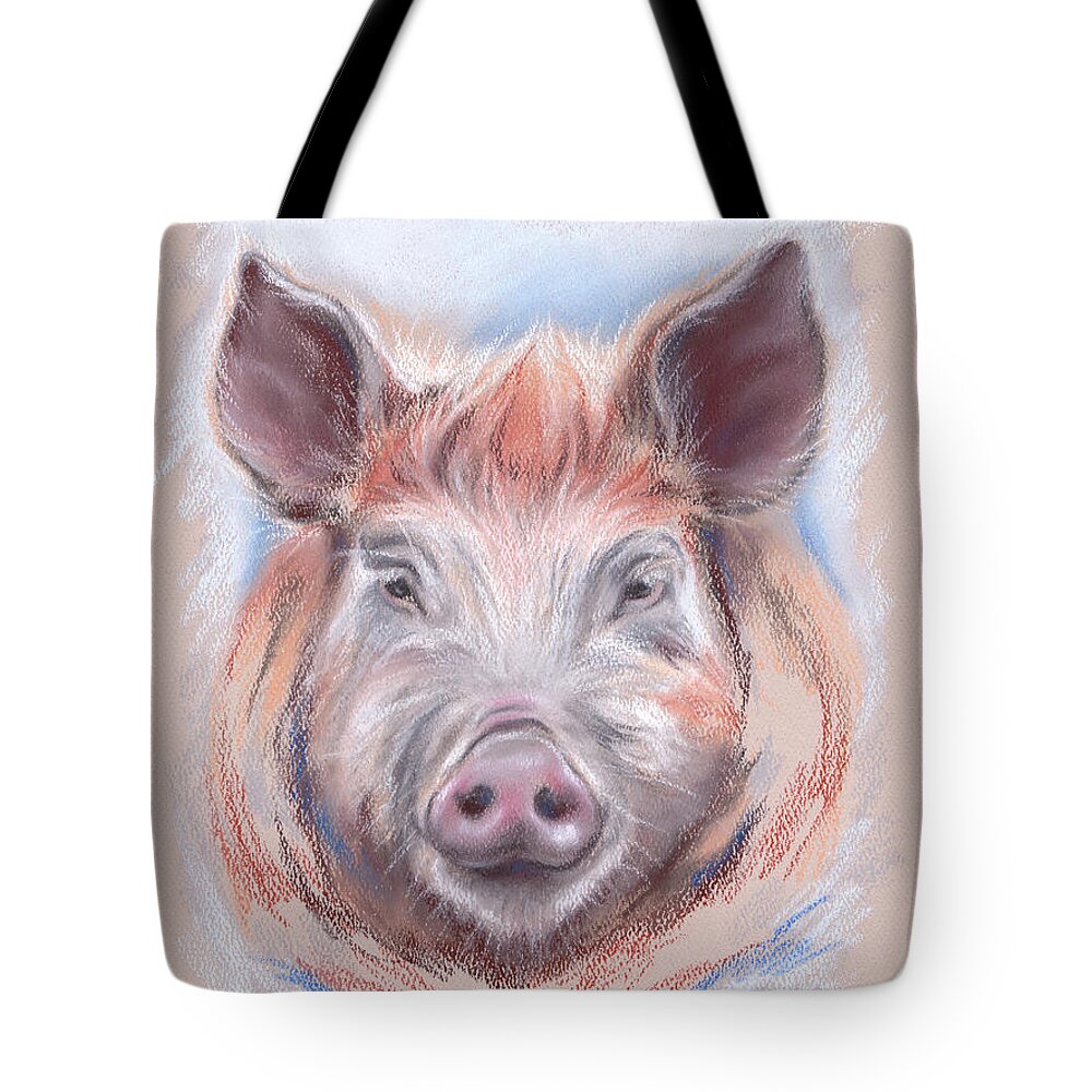 Farm Animal Tote Bag featuring the pastel Little Pig by MM Anderson