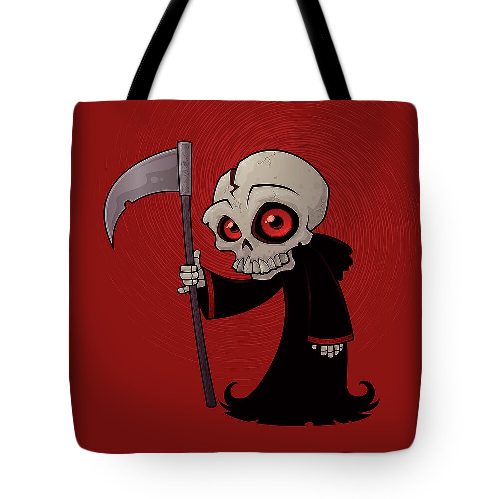 Grim Reaper Tote Bag featuring the digital art Little Reaper by John Schwegel