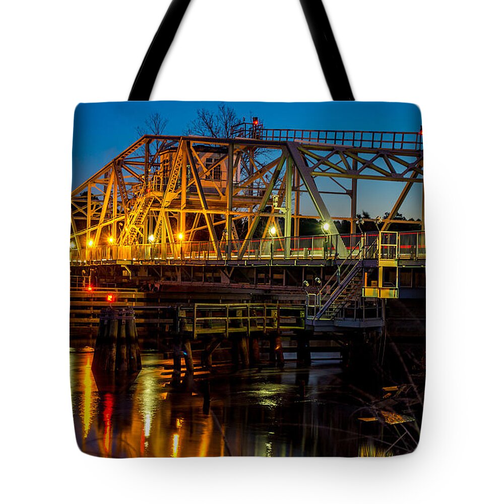 Bridge Tote Bag featuring the photograph Little River Swing Bridge by David Smith