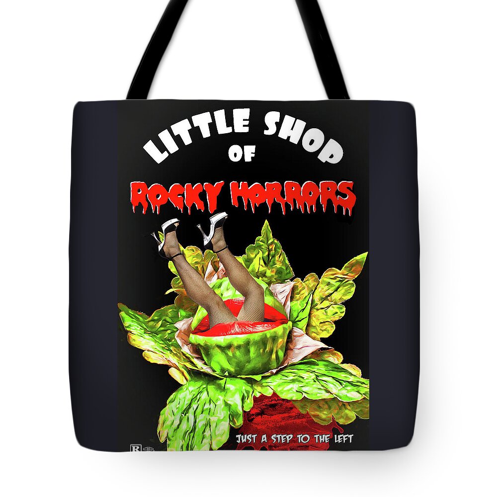 Little Shop Of Horrors Tote Bag featuring the digital art Little Shop of Rocky Horrors Mashup by John Haldane
