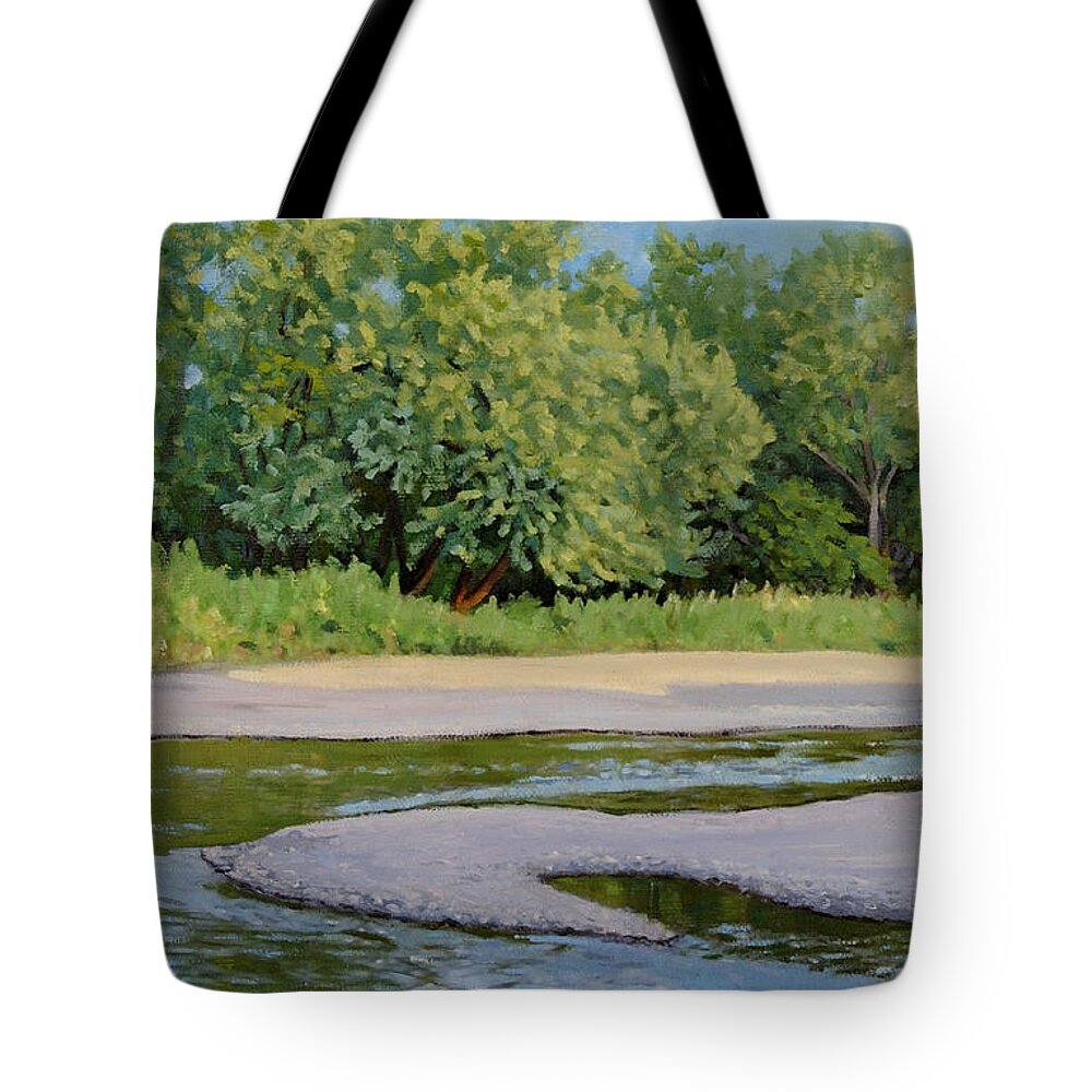 Summer Landscape Tote Bag featuring the painting Little Sioux Sandbar by Bruce Morrison