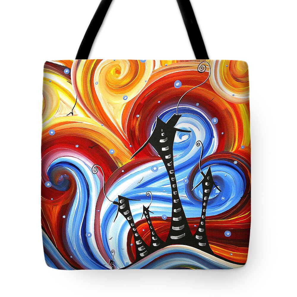 Abstract Tote Bag featuring the painting Little Village by MADART by Megan Duncanson