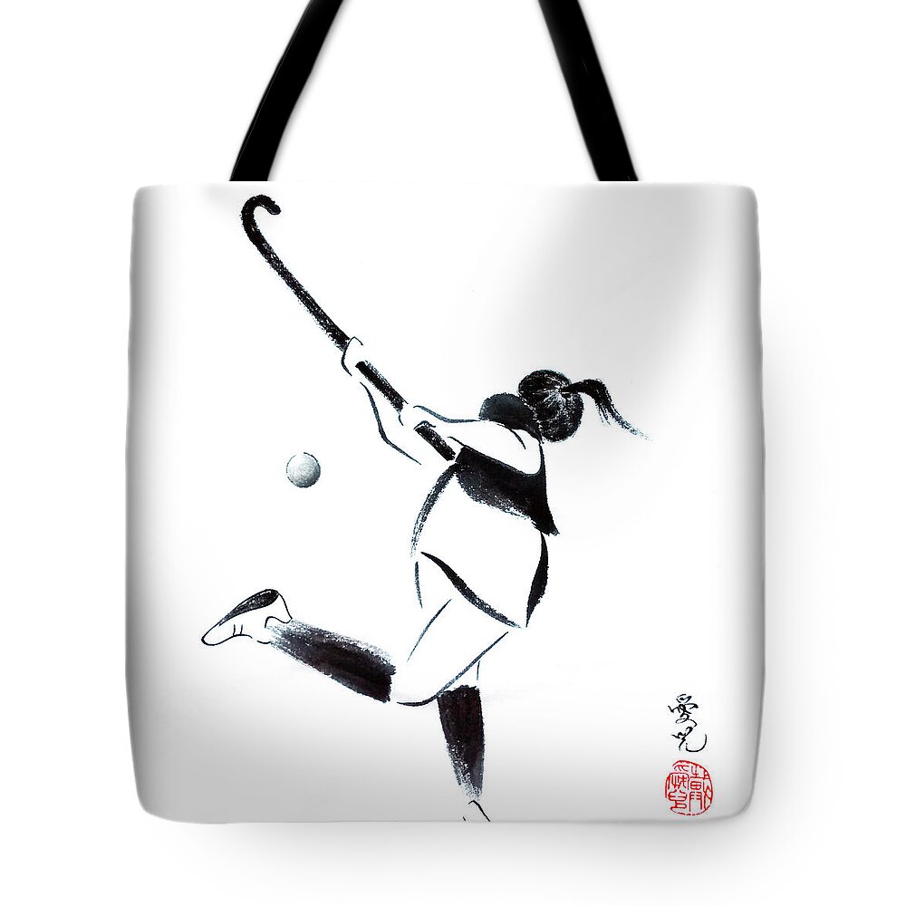 Field Hockey Tote Bag featuring the painting Live, Love, Play Field Hockey by Oiyee At Oystudio