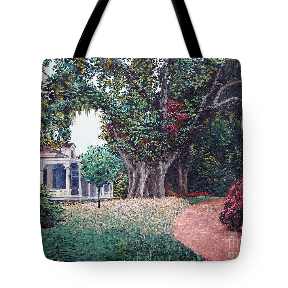 Landscape Tote Bag featuring the painting Live Oak Gardens Jefferson Island LA by Todd Blanchard