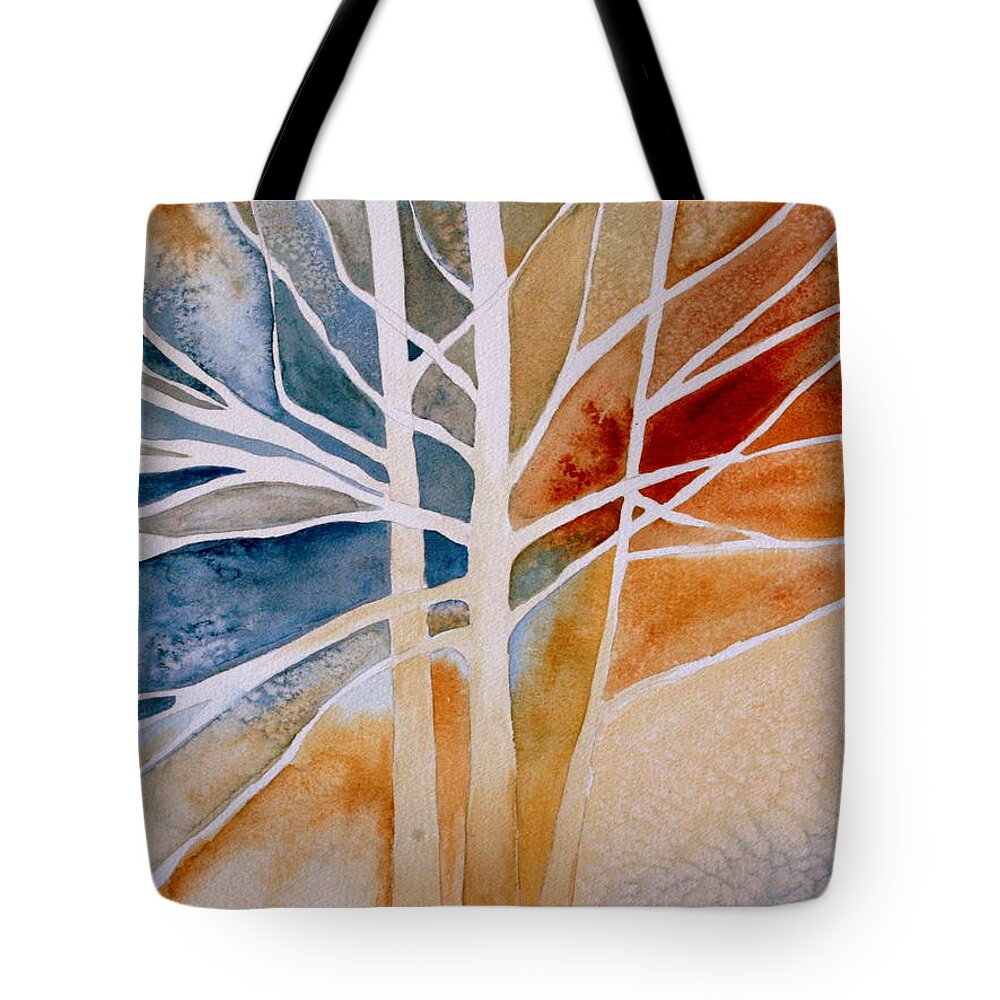 Watercolor Tote Bag featuring the painting Lives Intertwined 2 by Julie Lueders 