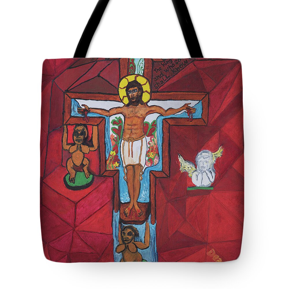 Christ Tote Bag featuring the painting Living Christ Ascending by Dean Robinson