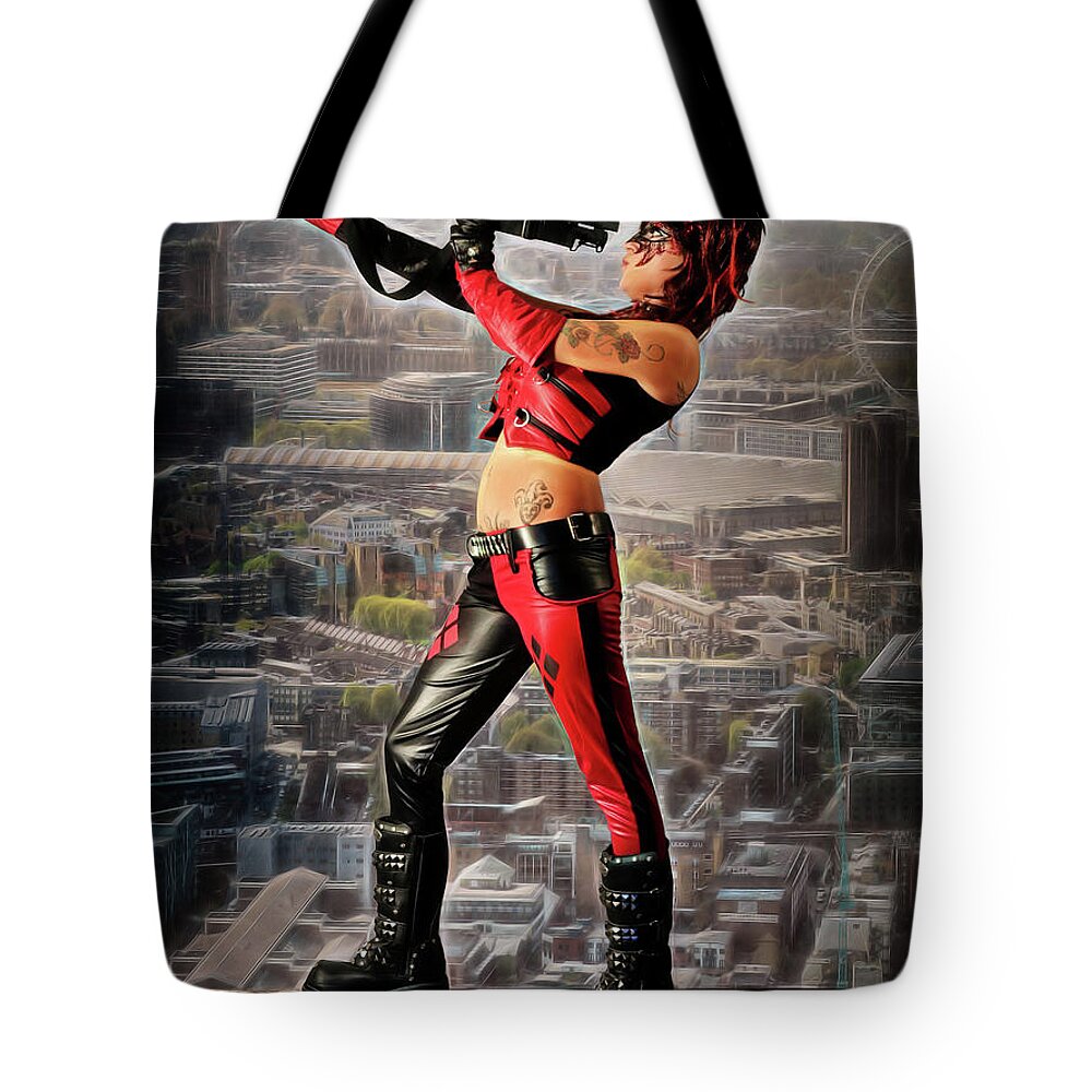 Harlequin Tote Bag featuring the photograph Loaded Barrel by Jon Volden