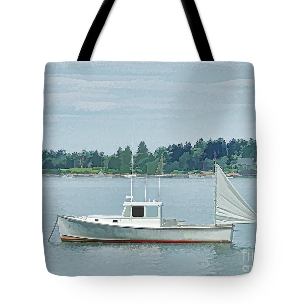Lobster Boat Tote Bag featuring the photograph Lobster Boat Harpswell Maine by Patrick Fennell