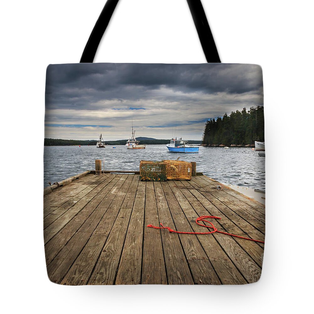 #elizabethdow Tote Bag featuring the photograph Lobster Boats of Winter Harbor by Elizabeth Dow