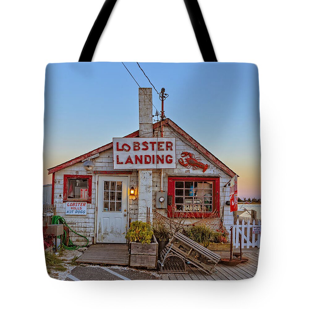 Lobster Tote Bag featuring the photograph Lobster Landing Sunset by Edward Fielding