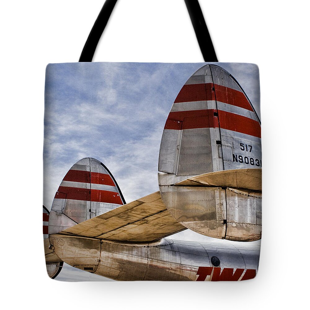 Lockheed Tote Bag featuring the photograph Lockheed Constellation by Carol Leigh