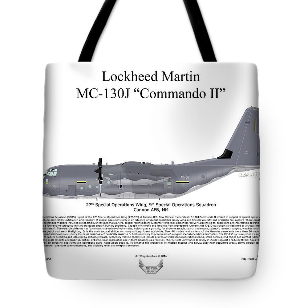 Lockheed Tote Bag featuring the digital art Lockheed MC-130J Commando II by Arthur Eggers