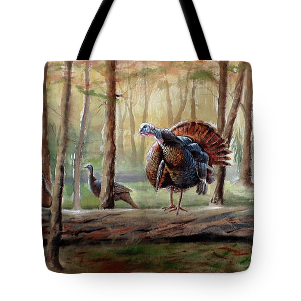 Nature Tote Bag featuring the painting Log Walk by Carolyn Coffey Wallace